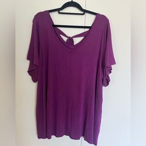 Lane Bryant Purple Flutter Sleeve Tie Front Top size 22/24
